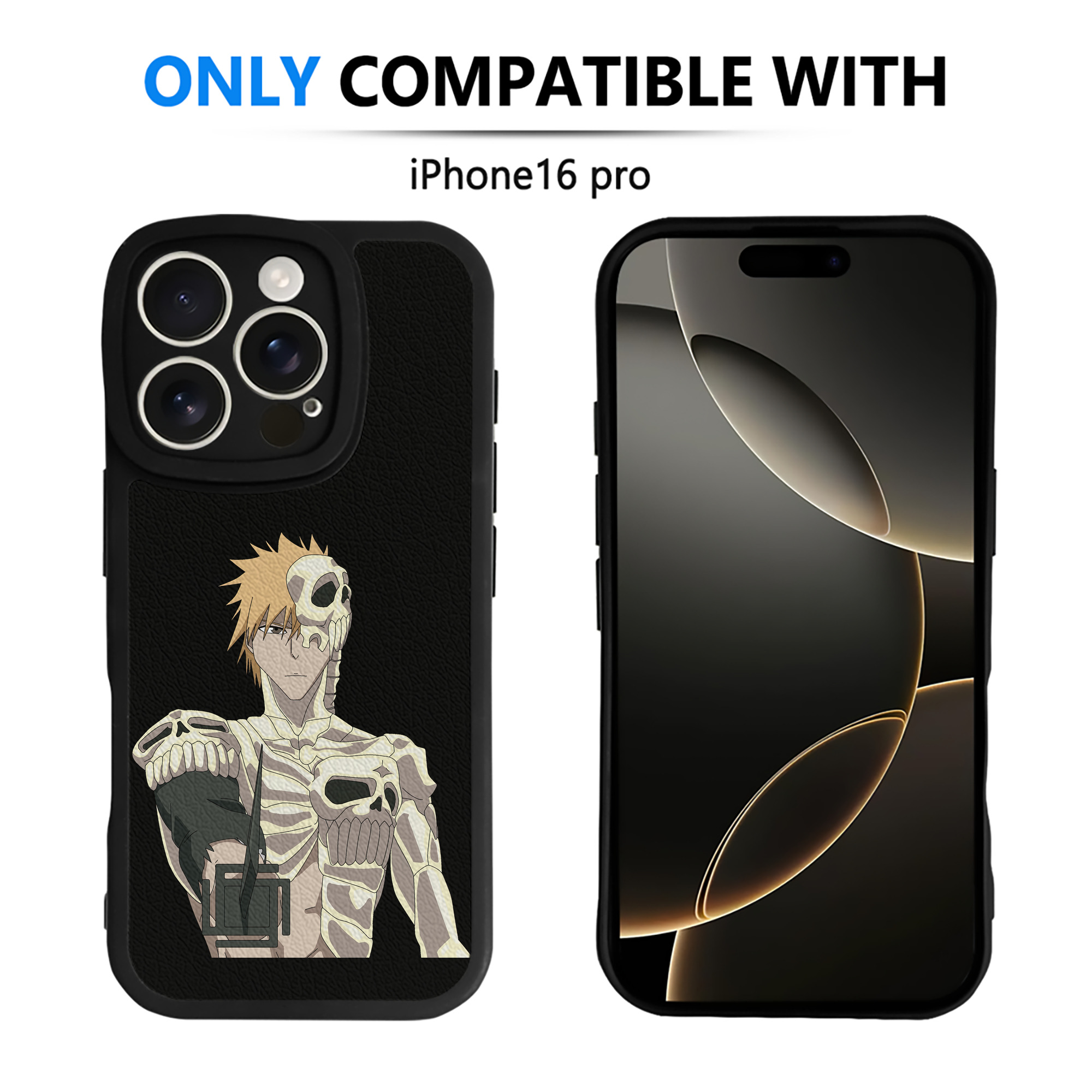 ブリーチ 黒崎一護（くろさき いちご）BLEACH Kurosaki Ichigo 【iPhone 16シリーズ対応】シリコンスマホケース（レザー調） 材質：シリコン